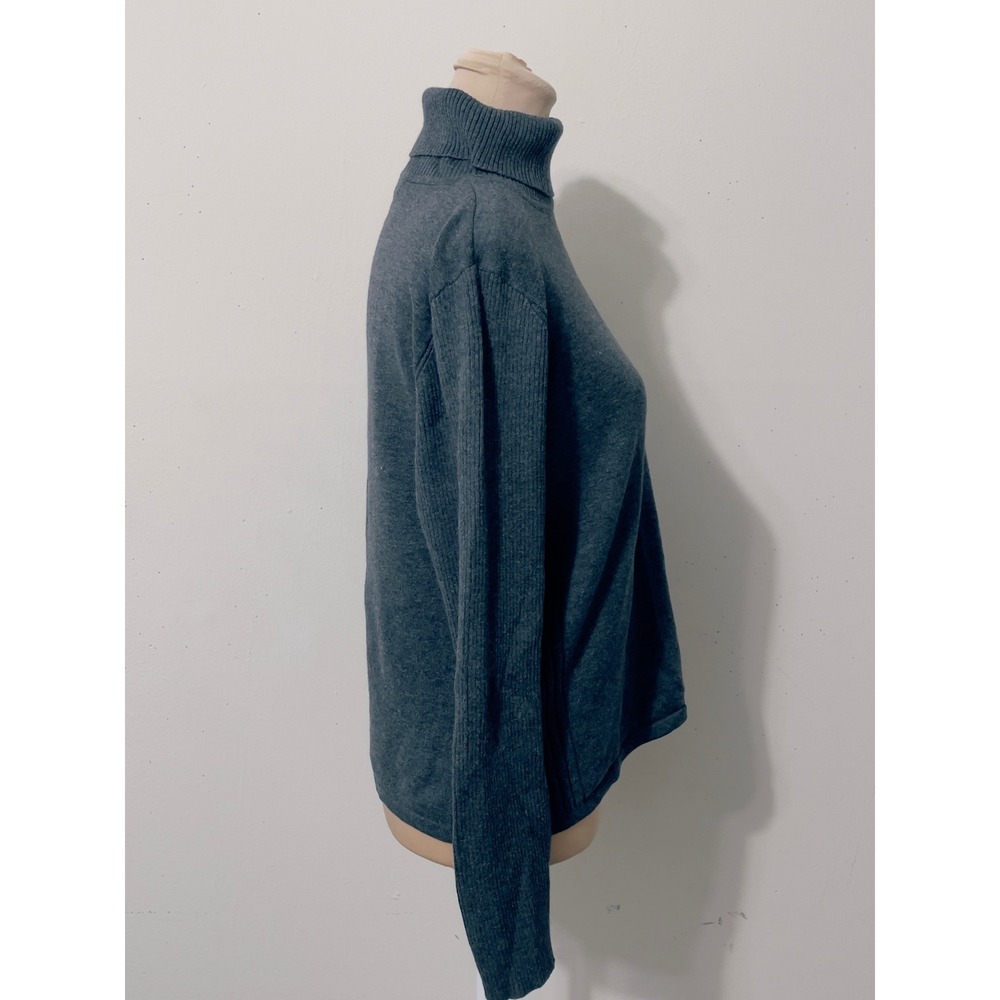 Polo Jeans Co Ralph Lauren Women Gray Turtleneck Sweater Large Flag Logo Preppy - Picture 3 of 6